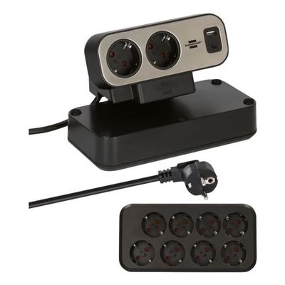 Brennenstuhl 10-fach Tischsteckdosenleiste »estilo Duplex USB« schwarz, silber schwarz, 13x14.8x24 cm