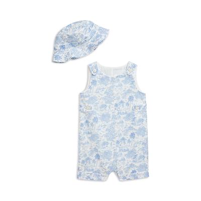 Ralph Lauren Boys' Riviera Toile Cotton Overall & Hat Set - Baby - Blue