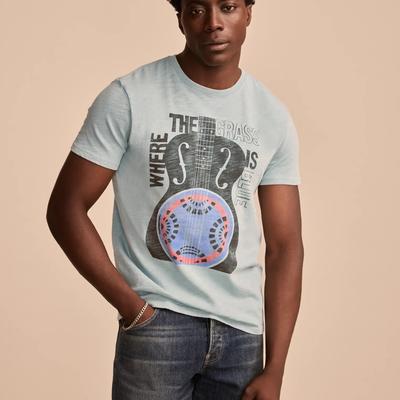 Lucky Brand Blue Grass Guitar Tee - Men's Clothing Tops Shirts Tee Graphic T Shirts in Gray Mist, Size 2XL