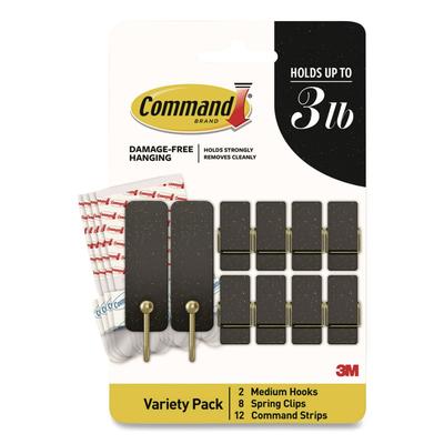 Command Limited Edition Hooks and Clips, Soot, 3 lb Capacity, 2 Hooks, 8 Clips and 12 Strips/Pack (MMMSTMHP10ESF)