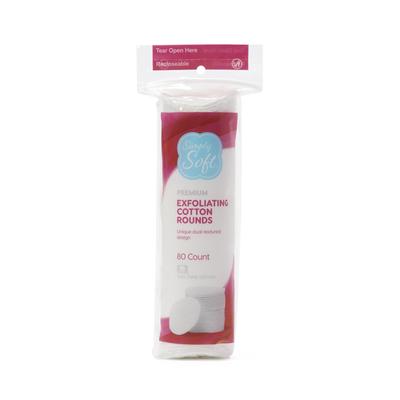 Simply Soft Exfoliating Cotton Rounds, 80ct, 24 Bags/Case, 24/CS (RSS10007)