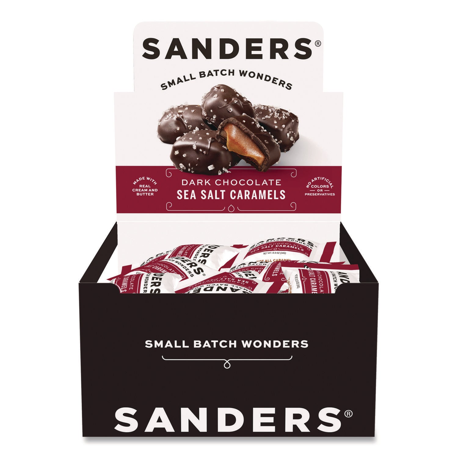 Sanders Small Batch Wonders Snack Size Dark Chocolate Sea Salt Caramels, 0.5 oz Individually Wrapped, 48/Box (NDEKAR04002)