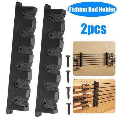 TEMU 2pcs Wall-mounted , Horizontal Pole Organizer, For 6 Rods, Space-saving Storage Rack For Fishing Gear