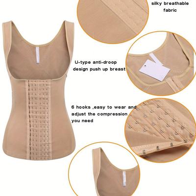 TEMU Women's Waist Trainer Underbust Corset Vest Steel Boned Hourglass Body Shaper With Hooks