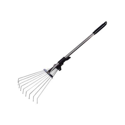 Jalleria - Laubrechen verstellbar mit Stiel 70cm Fächerbesen Laubbesen Metall Laubrechen mit Image