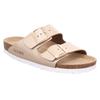 Pantolette ROHDE "ALBA", Damen, Gr. 38, gold (goldfarben), Leder, metallic, klassisch, Schuhe, Sommerschuh, Hausschuh, Zweischnaller, Schlappen mit Softfußbett