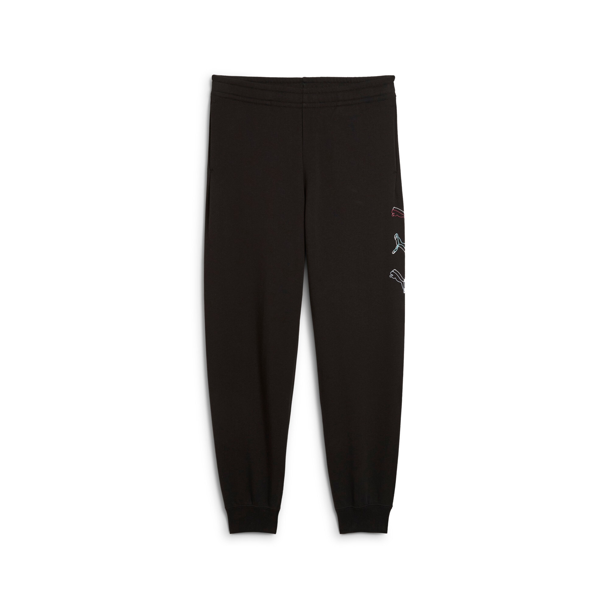 Trainingshose PUMA "ESS LOGO LAB EXECUTION SWEATPANTS TR B", Kinder, Gr. 176, N-Gr, schwarz (puma schwarz), Sweatware, Obermaterial: 68% Baumwolle, 32% Polyester, bedruckt, regular fit normal, Hosen Image