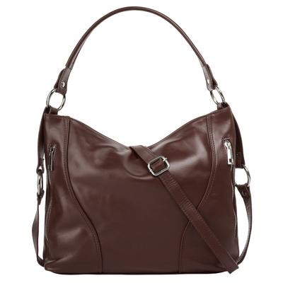 Henkeltasche SAMANTHA LOOK, Damen, Gr. B/H/T: 36cm x 25cm x 9cm onesize, braun, Leder, glänzend, Taschen, echt Leder, Made in Italy Image