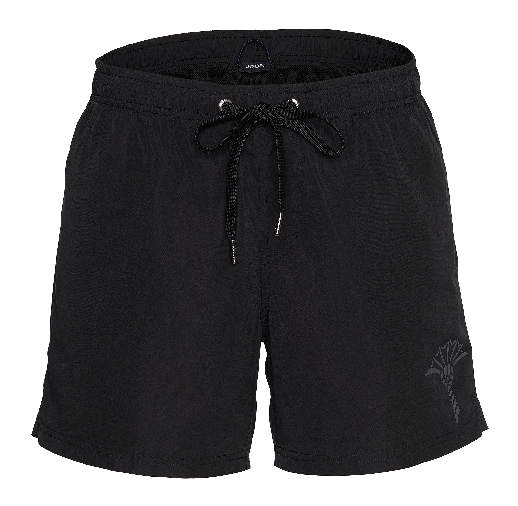 Badeshorts JOOP "Solid", Herren, Gr. L, N-Gr, schwarz (schwarz beauty), Microfaser, Obermaterial: 100% Polyester, unifarben, Badehosen, Cornflower-Logo, kurze Seitenschlitze Image