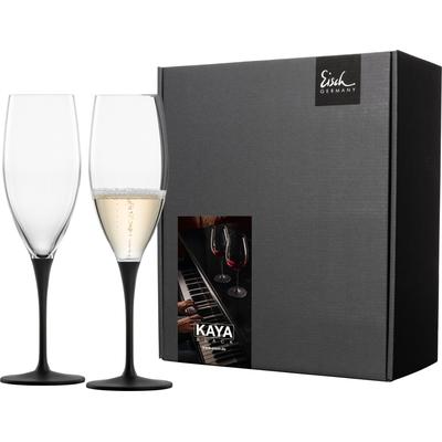 Champagnerglas EISCH GERMANY "KAYA BLACK", schwarz, H:23,5cm Ø:6,4cm, Kristallglas, Trinkgefäße, in Handarbeit Schiefer- Glasur, 278 ml, 2-teilig, Made in Germany Image