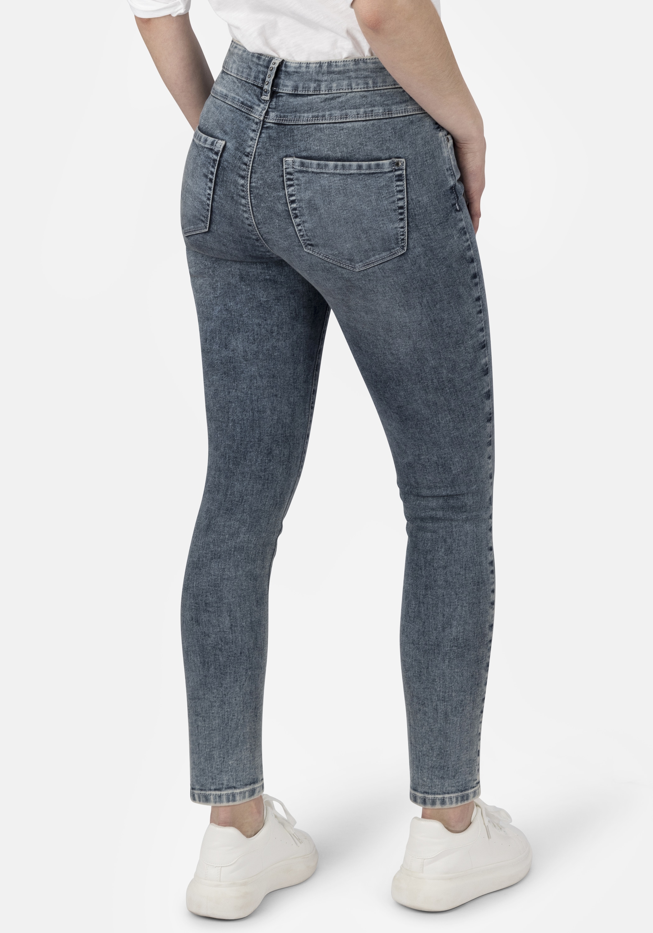 5-Pocket-Jeans STOOKER WOMEN "Rio bluegrey Skinny Fit", Damen, Gr. 42, Länge 30, blau (light blaugrau), Denim/Jeans, 83% Baumwolle, 16% recycled Polyester, 1% Elasthan, skinny fit 7/8-Länge, Jeans 5-Pocket-Jeans, Skinny Fit Casual Clean Wash Denim...