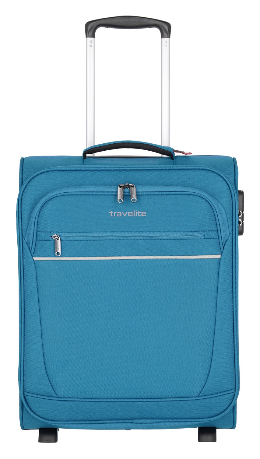 Weichgepäck-Trolley TRAVELITE "CABIN Bordtrolley, 52 cm", Gr. B/H/T: 39 x 52 x 20 39, blau (türkis), Kunststoff, unifarben, Basic, Koffer, Reisegepäck Handgepäck-Koffer Reisekoffer mit Zahlenschloss Image