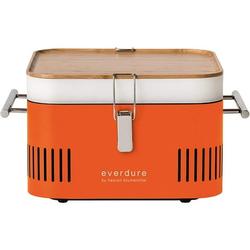 Everdure Cube Portable Charcoal Grill Tabletop BBQ Perfect Tailgate Beach Patio or Camping Grill Lightweight & Compact Small Grill with Preparation Board & Food Storage Tray Orange