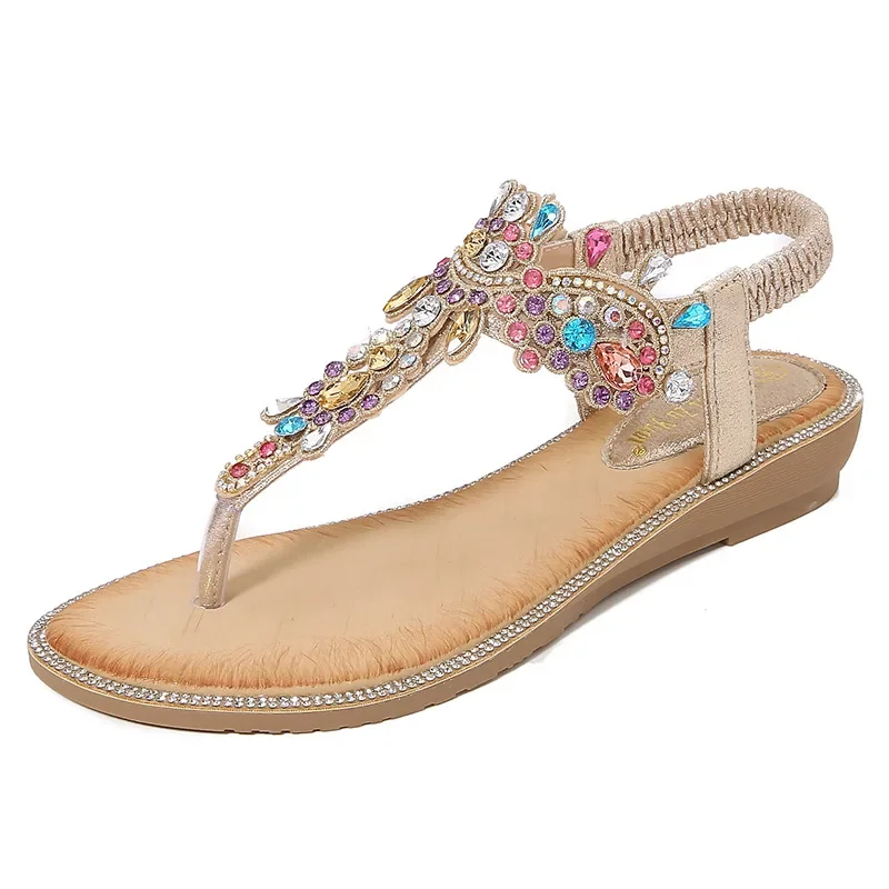 Plus Größe 36-45 Schuhe für Frauen Sommer Elegante Frauen Strass Plattform Sandalen Casual Non-slip Elastische Band Keile sandalen