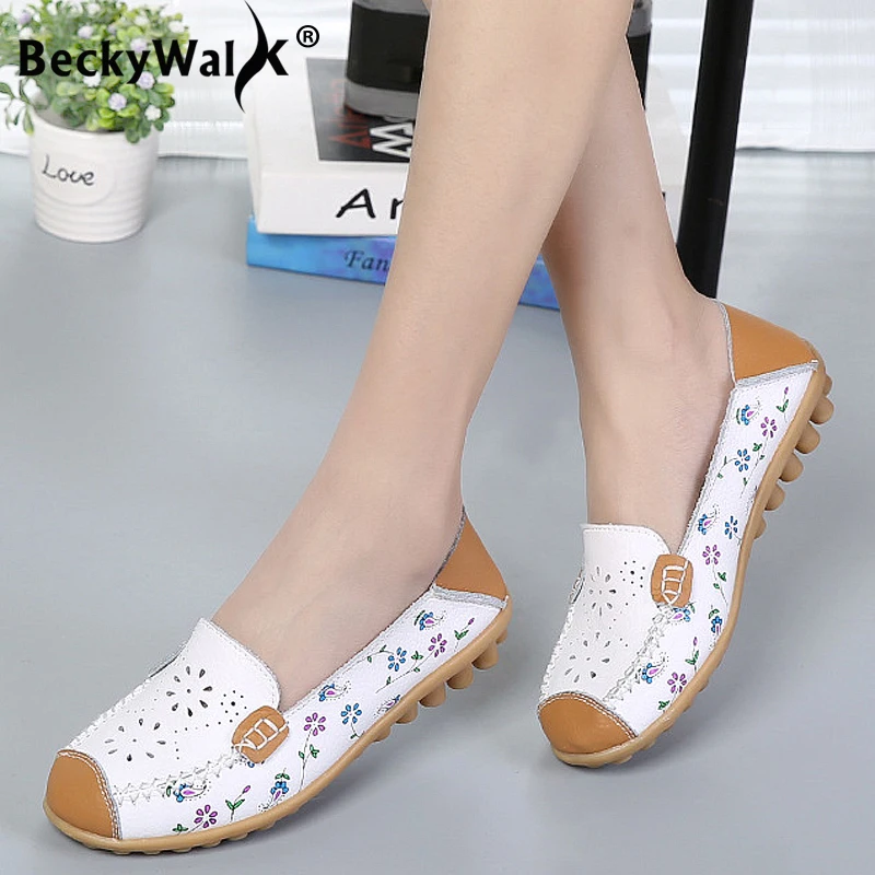 Echtes leder wohnungen schuhe frauen sommer faulenzer weiblichen mokassins casual damen schuhe cut-outs zapatos mujer größe 35- 44 WSH2673