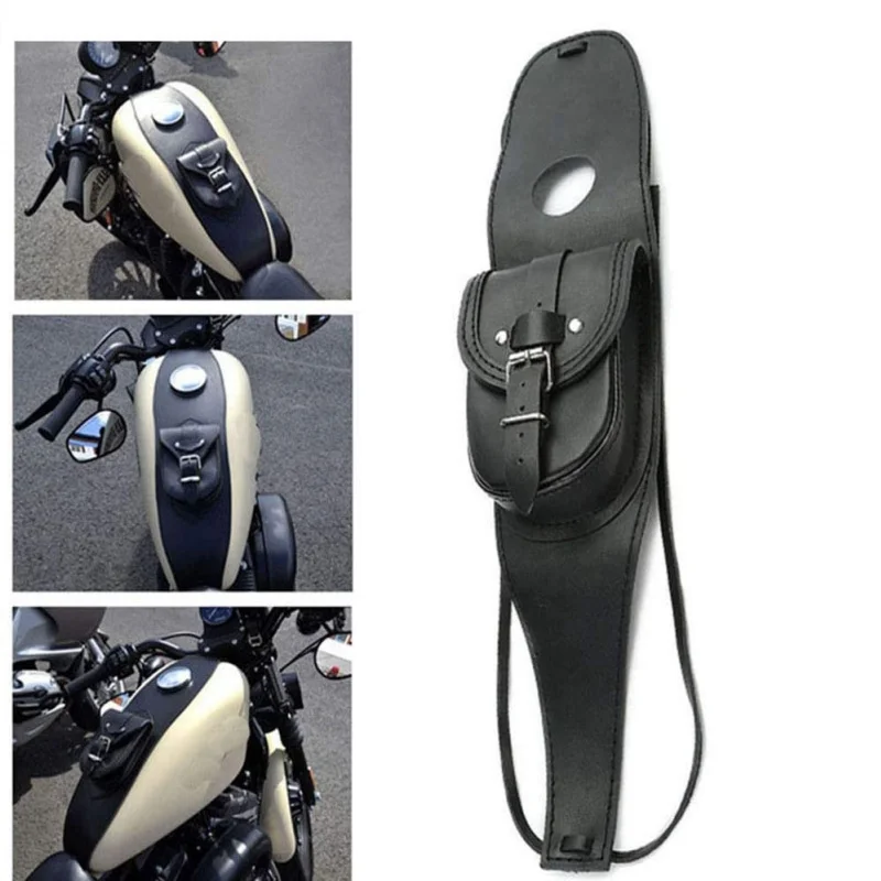 Motorrad Gastank Ledertasche Armaturen brett Konsole Mittel tasche schwarze Tasche Leder Hänge taschen für Harley Sport XL Image