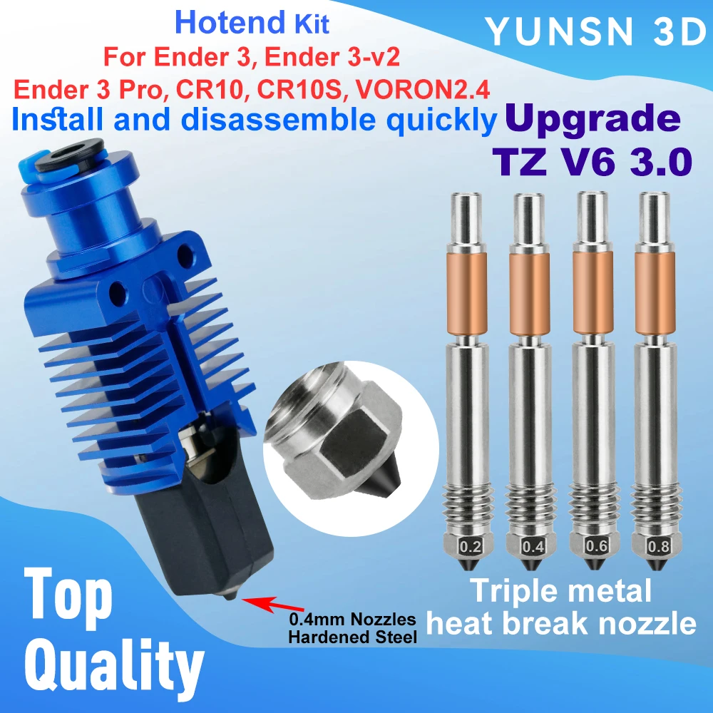 Hochgeschwindigkeits-Druckkopf-Upgrade 3.0 TZ E3 Hotend-Kit für Ender 3/3 Pro/3 V2/CR10/VORON 2.4 Hi-End-Extruder J-Kopf 3D-Schnelldruck Image