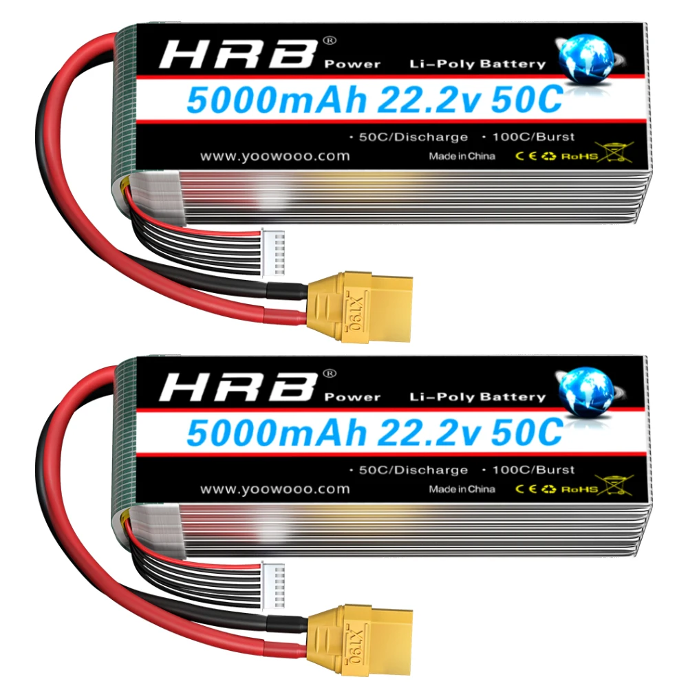 1/2PCS HRB 22,2 V 5000mah Lipo Batterie 6S Lipo Drone Batterie 50C XT90 EC5 Stecker für RC Quadcopter Hubschrauber RC Auto Monster Image