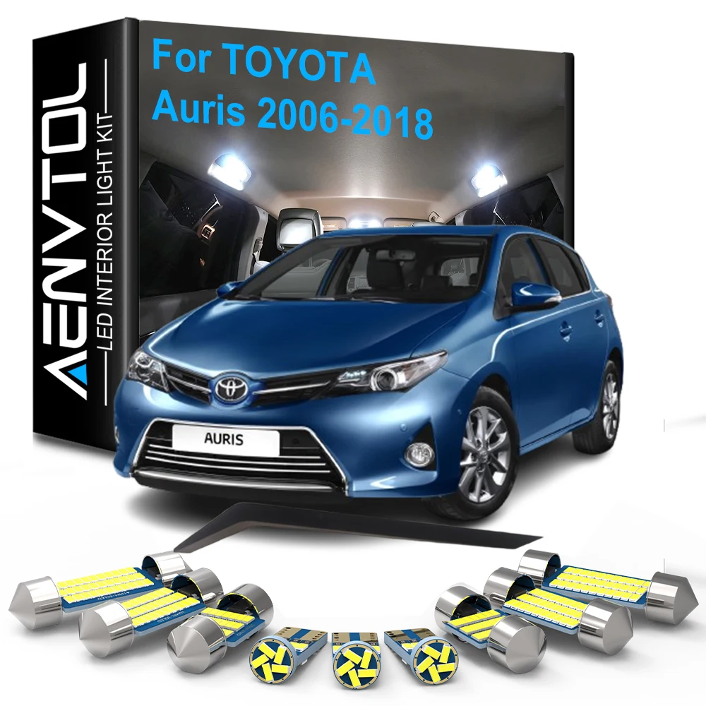 11 Stück LED-Innenbeleuchtung Canbus für Toyota Auris E15 E18 MK2 MK1 2006–2018 Dome ​ Leselampe für Schminkspiegel und Kennzeichenbeleuchtung im Kofferraum