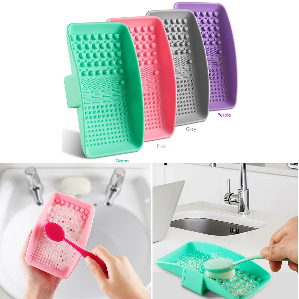 Gemischte Farbe Handheld Silikon Pinsel Wäscher Pinsel Reinigung Palette Zu Reinigen Mixer Pinsel Einfacher Pinsel Reinigung Palette Werkzeug Image