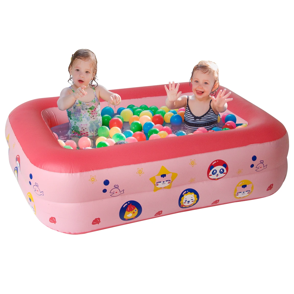 120 cm aufblasbarer Bällebadpool für Kinder, Kleinkinder, aufblasbares PVC-Schwimmbecken, 47 x 33,5 x 13,8 Zoll, Unisex, Rosa Image