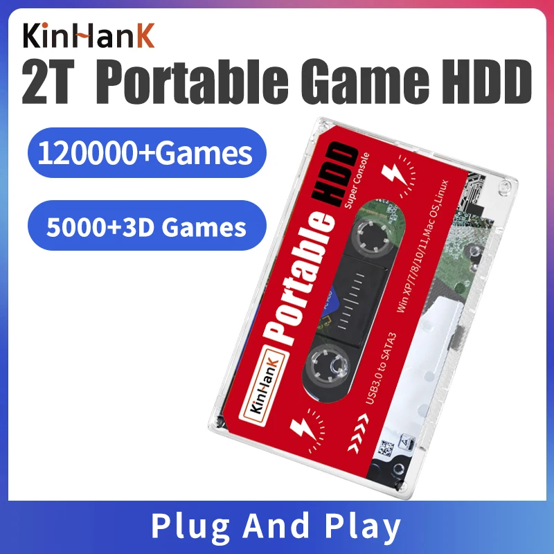KINHANK Super Console X Gaming HDD Batocera 35 100000 Retro-Spiele für PS3/PS2/WII/WIIU/SS/DC/MAME Retro-Spielekonsole für PC Image
