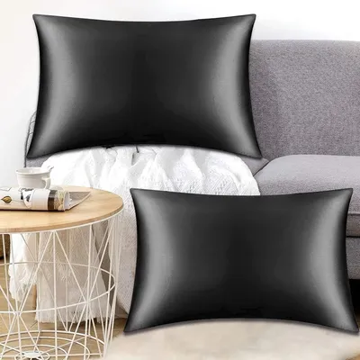 1PC Bett Kissenbezug Schwarz Leder Moderner einfacher Stil Schlafzimmer Wohnzimmer Dekoration Auto Image