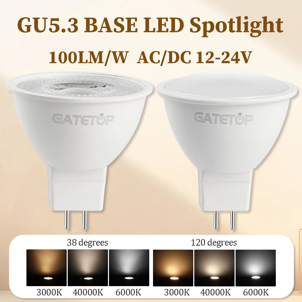 8 Stück hochwertige LED-Strahler MR16-Glühbirne AC DC 12 V 24 V GU5.3 120 Grad 38 Grad 7 W 700 lm Ersetzen Sie 50 W Halogenlampe Schlafzimmer