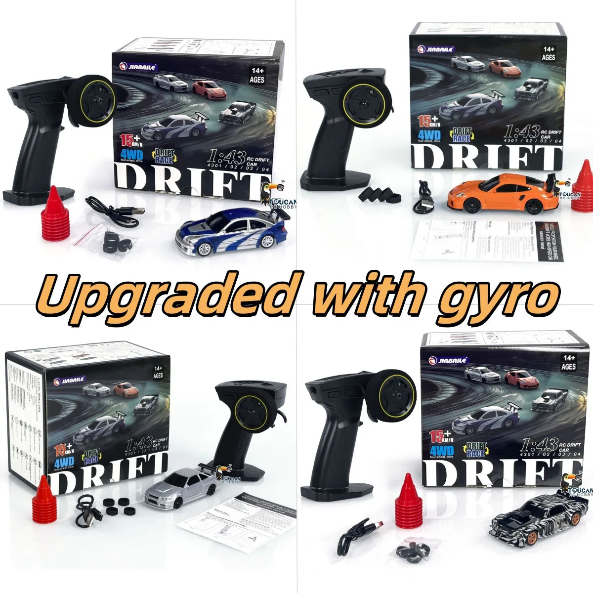 Geschenke 1/43 RC Drift Car mit Gyro Upgraded Ver 2.4G Fernbedienung Mini Drift Rennwagen 4WD Funksteuerung RC Spielzeug Verkehrskegel