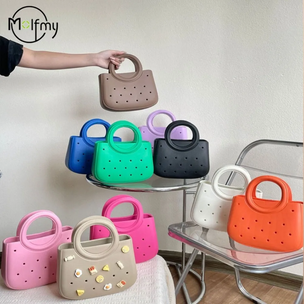 Borsa da spiaggia impermeabile per il tempo libero Borse moda colorate fai-da-te Maniglia antiscivolo resistente alla sabbia Borse in EVA Borse da viaggio per articoli da toeletta