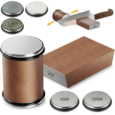 Rolling Knife Sharpener Magnetic Knife Holder Diamond Sharpening Stone Kit with 15 and 20 Degrees