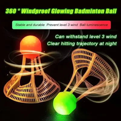 1pc Glow-In-The-Dark Windproof Badminton Shuttlecock Ball Wind Resistance Training Accessoires Night