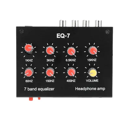 DC5-12V EQ-7 Audio Signal Preamplifier 7 Band Equalizer Adjust High School Bass Sound Phone Computer