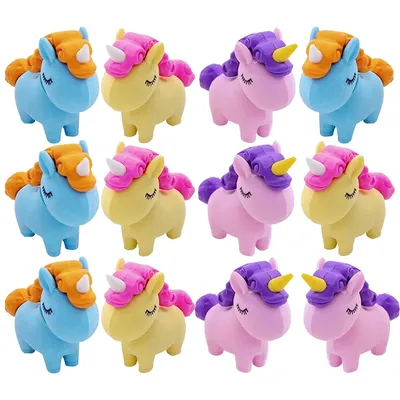 12 Pcs Eraser Toys Scented Erasers Cap for Pencils Bulk 3d Unicorn School Supplies Cute Child Girls
