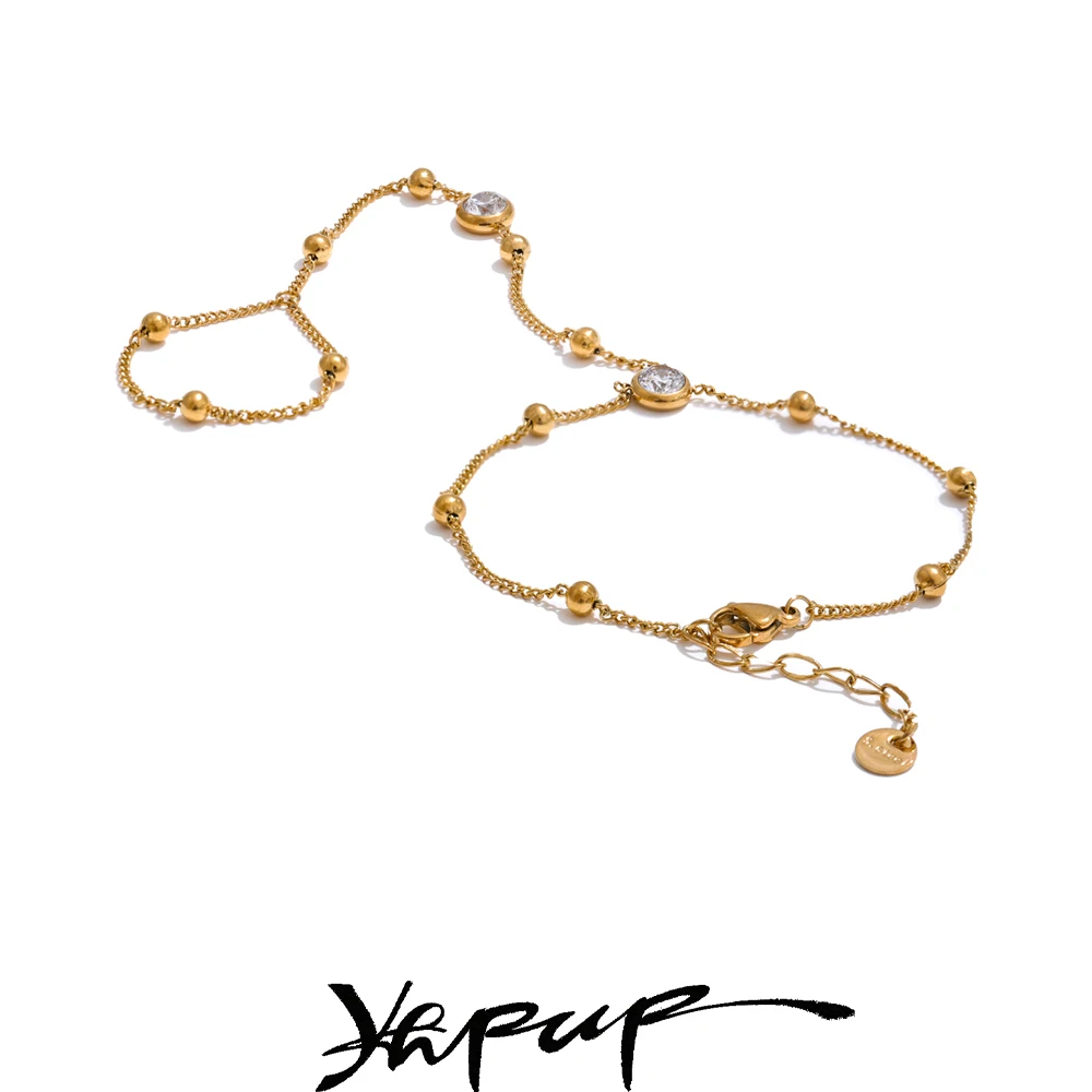 Yhpup Polso a catena in acciaio inossidabile con accessori moda per dita Bracciale per donna Gioielli chic placcati in oro platino PVD