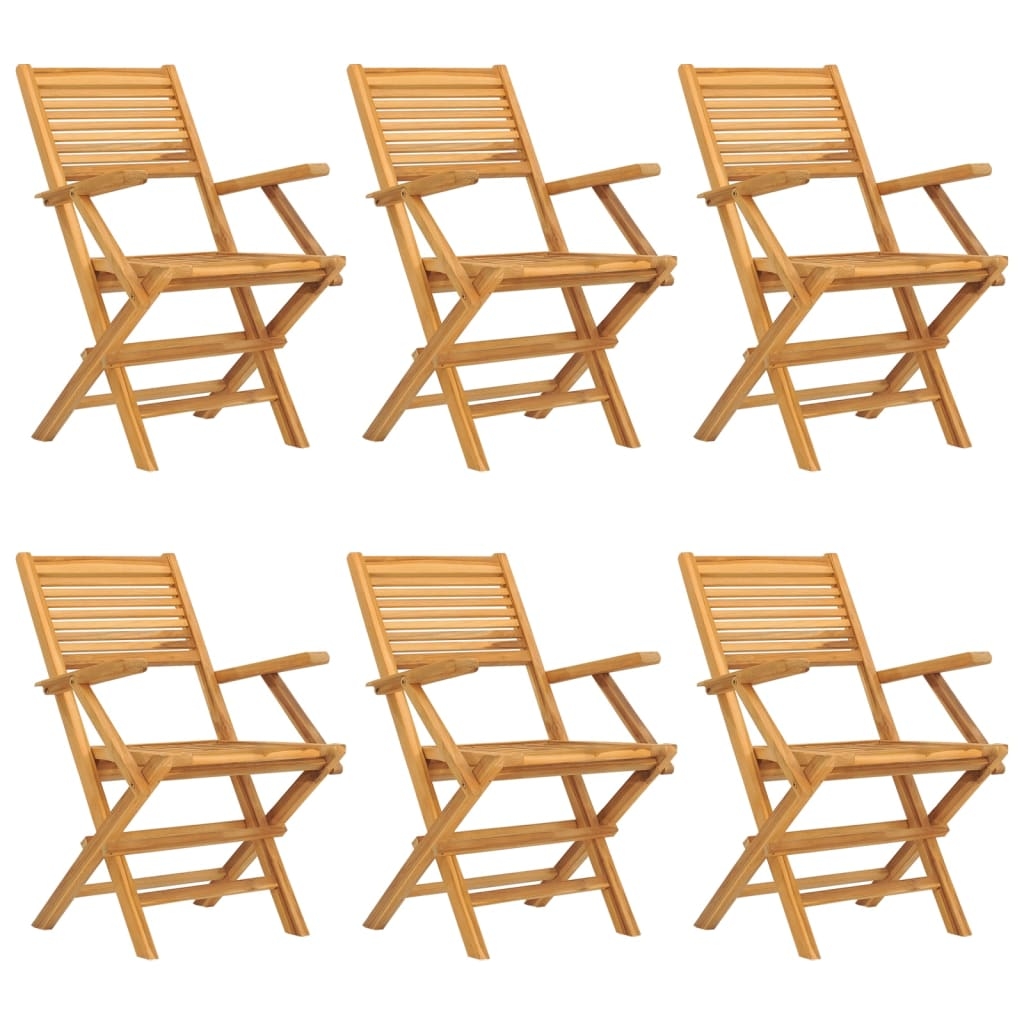 vidaXL Gartenstühle 6 Stk. Klappbar 55x62x90 cm Massivholz Teak Image