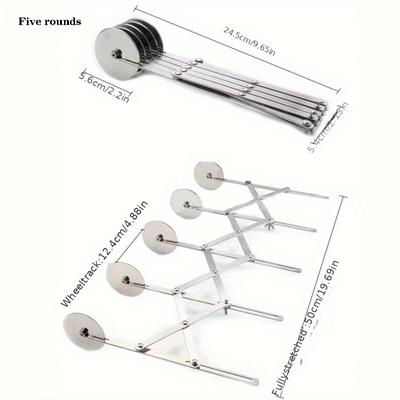 TEMU Stainless Steel Multi- Kitchen Gadget - Adjustable Pastry Cutter, Brownie , Spaghetti & Pizza Wheel, Cake Cutting, Pasta Machine