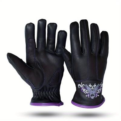 TEMU 1 Pair Of Women's Motorcycle Gloves, Leather Motorcycle Gloves, Motorbike Gloves, Road Racing, Cycling, Climbing, Gloves Touchscreen