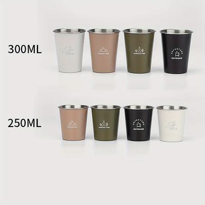 TEMU 4pcs Set 304 Stainless Steel Mugs - 250ml/350ml, Camping, Hiking & Bbqs - Versatile For Coffee And Juice Image