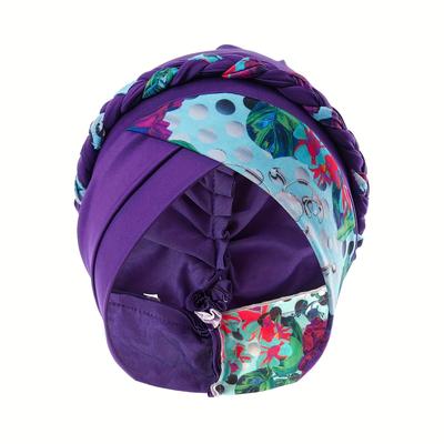 TEMU Women's Elastic Turban Hats Breathable And Lightweight Fashionable Dual-tone Braided Head Wrap, Fits Ramadan, Chemo, And Image