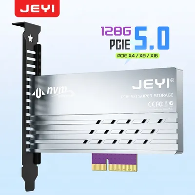 JEYI PCIe 5.0 to M.2 NVMe Adapter Card, PCIE X4/X8/X16 to M2 SSD Coverter with Aluminum Heatsink for Gen5 SSDs 128Gbps PCIe 5.0