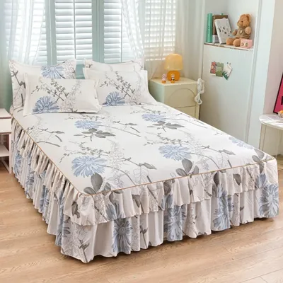 150/180/200cm Bed Skirts Princess Style Bedspread Cover with Skirt US Euro Bed Linen Smooth Twin Full Queen King Size Bed Sheet