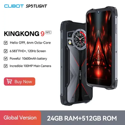 IP68 rugged Smartphone android Cubot King Kong 9 [512GB ROM], Helio G99, Octa-Core, 120 Hz 6,583-Zoll-FHD+-Bildschirm, 24GB RAM (12GB + 12GB erweitert), 100MP-Kamera, 10600mAh-Akku, 33W Schnellladung,