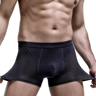 5er-Pack Herren-Boxershorts aus Eisseide für Herren, dünne Sommerunterwäsche, atmungsaktive Mesh-Boxershorts für Herren, Jungen-Shorts Image