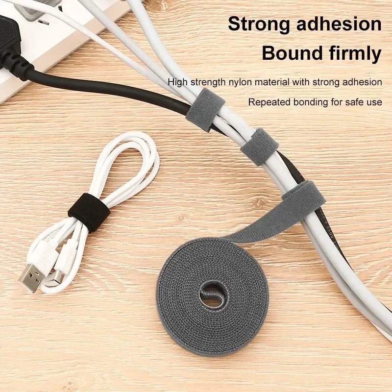 Neue einfarbige Kabelbinder, Stromkabel, Schlaufe, frei geschnittenes Nylon, wiederverwendbarer Kabelbinder, Aufbewahrungsgurte für Kabelmanagement Image
