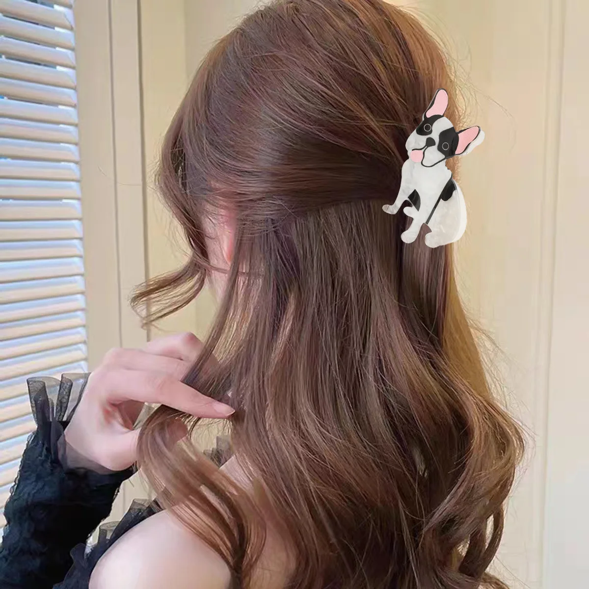 Neu eingetroffen! Entzückende Haarklammer aus Acryl mit Haustiermotiv, Haarzubehör im Cartoon-Stil, kleine Haarspangen, 3D-Haar-Accessoires Image