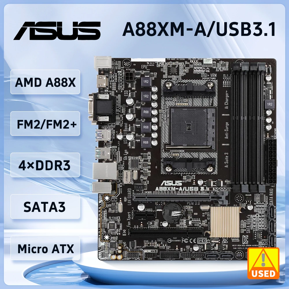 ASUS A88XM-A/USB3.1 Motherboard Sockel FM2/FM2+ AMD A88X DDR3 32 GB PCI-E 3.0 USB3.0 Micro ATX unterstützt AMD A10-5800K A10-7800 CPU Image