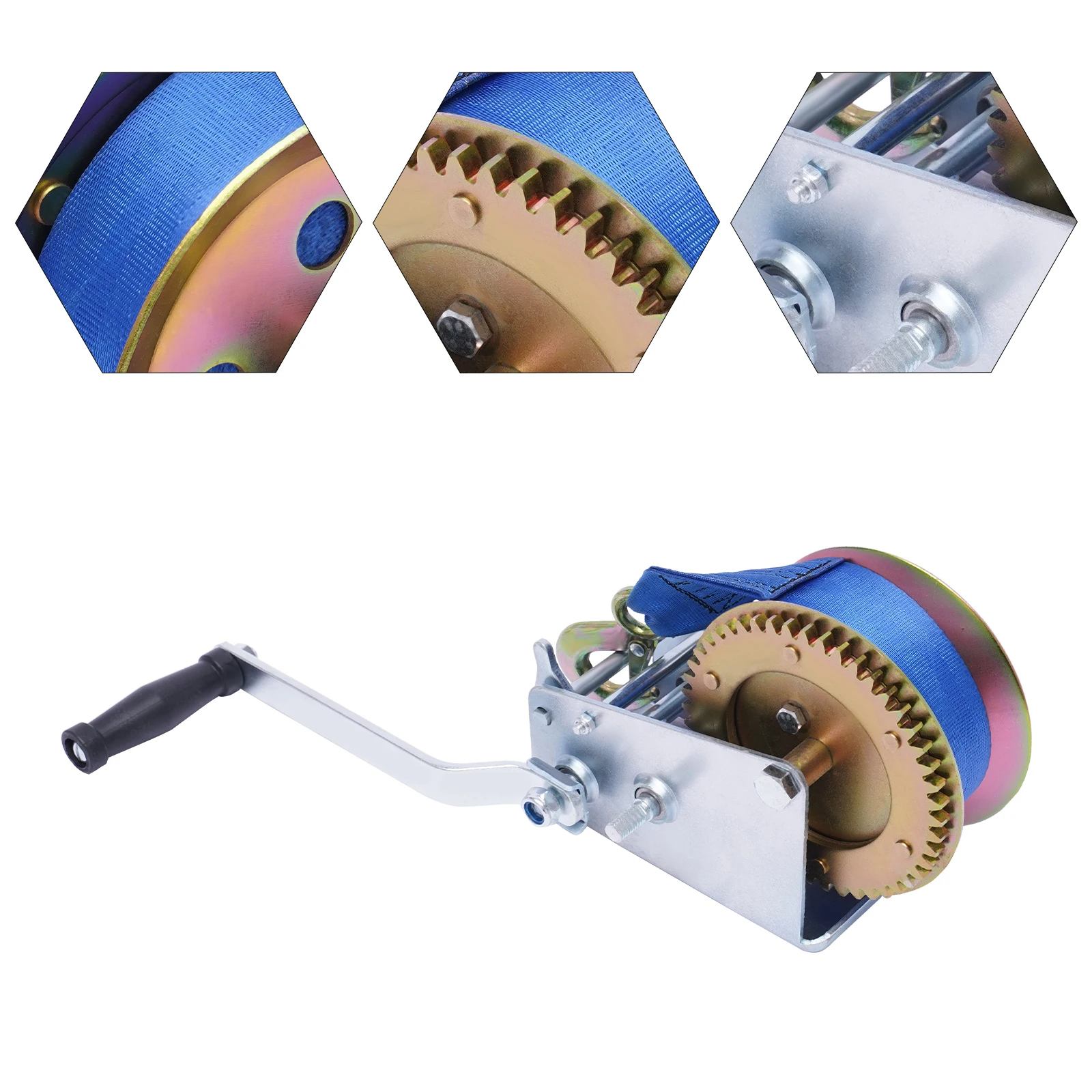 1588 kg Professionelle Gurtwinde, Handwinde, Bootswinde, 3500 lbs, Anhängerwinde mit 10 m Seil für Werkstatt, Garage, Anhänger, Boot