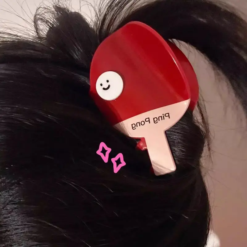 1 Stück Tischtennisschläger, Hai-Clip, Haarspange, Sport-Haar-Accessoire, Kopfbedeckung, Haarspange, süße Haarspange Image