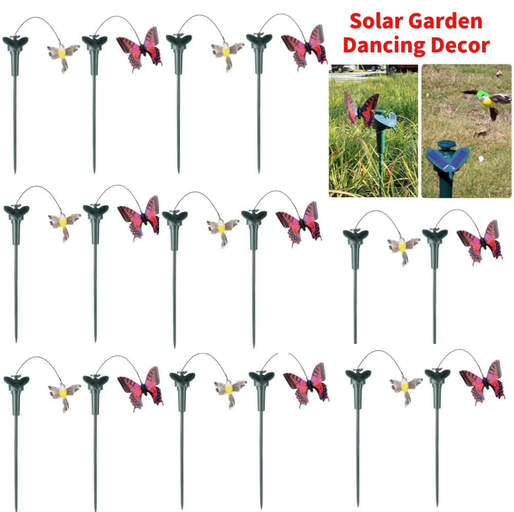 5-1pc solar betriebene fliegende Wobble Solar Garten Tanz Ornament niedlichen Tier Schmetterling Vogel Garten Pfahl außerhalb Ornament Dekor